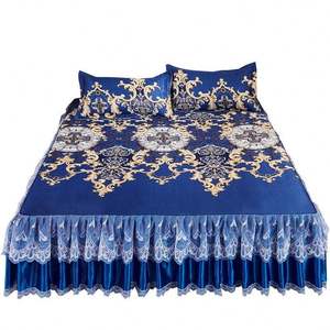 High 100% Cotton Floral Fitted <b>Bed</b> Sheet <b>Cover</b> Lace <b>Bed</b> Skirt Wedding Housewarming Bedding Bedspread Mattress <b>Cover</b> Wholesale - Product Image 5