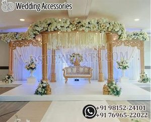 Tamil Wedding Manavarai Fiberglass Mandap UK Australia Modern Detachable Hand Carved Pillars South Indian Wedding Mandap - Product Image 2