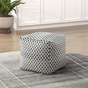 Pouf Moderno Quadrato in Tessuto Jacquard, Poggiapiedi Antiscivolo, Sedia a Sacco Stile Urbano, Pouf Imbottito - Product Image 1