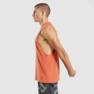 Débardeur de sport pour homme avec logo personnalisé, style streetwear vintage, à épaules tombantes, 100% coton tricoté, broderie, débardeur musculaire pour homme - Product Image 2