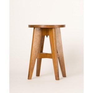<b>Oak</b> Wood Minimalist Stool with Leather Seat | Handcrafted Wooden Furniture Wholesale - Product Image 3
