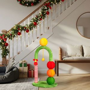 29in Cute Holiday Cat Tree Tower with Sisal Scratcher Balls & Danginng Ball Indoor Cats' Favourite <b>Scratching</b> <b>Post</b> - Product Image 6