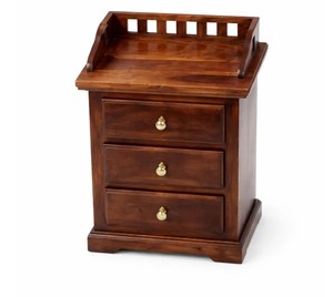 Traditional Solid Wood Bedside <b>Table</b> with 3 Drawers | Classic Wooden Nightstand | Premium Bedroom Furniture Jodhpur - Product Image 2