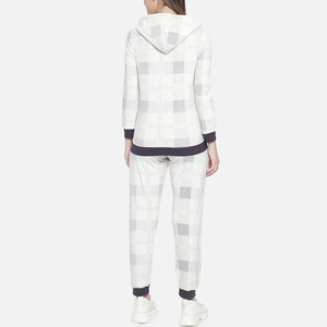 Conjunto Deportivo a Cuadros para Mujer, con Capucha, Cierre de Cremallera, Manga Larga, Informal, para Otoño, Transpirable, Pantalones de Poliéster - Product Image 3