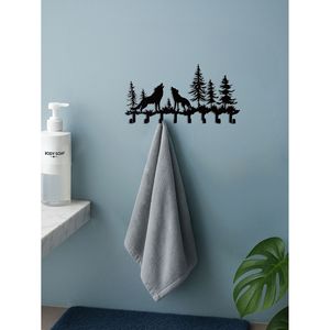 Portachiavi da Parete Rustico a Forma di Lupo con 8 Ganci per Organizzazione Ingresso - Product Image 6