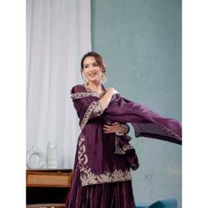 ND Designer Women's <b>Purple</b> <b>Suit</b> Set with Embroidery and Coding Sequence Work Size s - Product Image 6