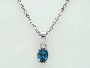 Colgante de Topacio Azul de Londres, Forma Ovalada, Plata de Ley 925, Joyería de Piedras Preciosas Naturales, Regalo Hecho a Mano para Mujer, Certificado IGI, Clásico - Product Image 5