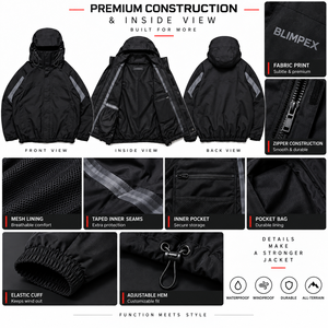 Wholesale Custom <b>Mens</b> Waterproof Hooded Technical Jacket Lightweight Windproof Outdoor Shell OEM Private Label Blimpex INT - Product Image 5