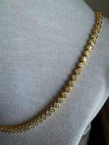 Collier tennis en moissanite serti clos, en argent sterling 925 plaqué or 14 carats, bijoux de luxe pour femme, collier statement - Product Image 3