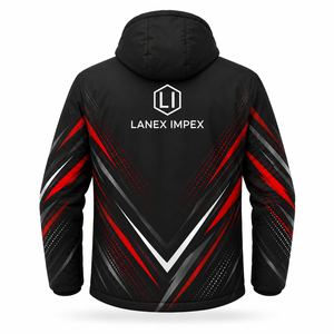 Veste d'hiver à capuche pour homme personnalisée, impression graphique sublimée, imperméable, coupe-vent, rembourrée, manteau chaud d'extérieur, fermeture éclair intégrale, veste décontractée - Product Image 3
