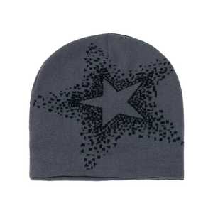 Design Your Own Beanie Hat <b>Winter</b> <b>Cap</b> Solid Color Casual Style 56-58CM Flock Print Star Pattern Outdoor Use Geometric Design - Product Image 5