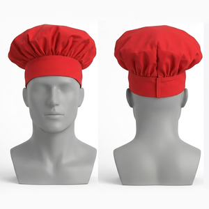 Casquette de chef pour homme en polycoton rouge avec bande élastique, chapeau de boulanger, broderie personnalisée, logo imprimé, accessoires de cuisine - Product Image 4