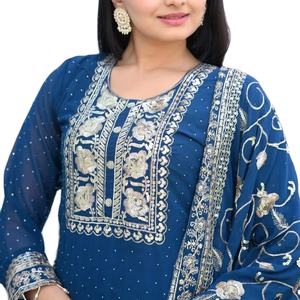 Celebre su estilo único con nuestra tela pesada de imitación Georgette borde de corte recto Anarkali Salwar Kameez con juego Dupatta - Product Image 6