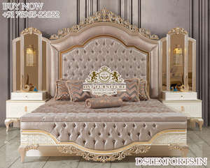 Cama de madera de teca de diseño clásico Fabricante Última cama moderna tallada a mano con mesitas de noche Cama de madera BuyTeak a precio mayorista - Product Image 5