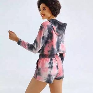 Sweat à capuche respirant grande taille pour femmes, top court tie dye, ensemble de yoga, survêtement ample pour tenue décontractée - Product Image 6