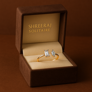 Bague de Fiançailles et de Promesse Toi et Moi 0,16 Ct Taille Brillant, Diamant Taille Émeraude et Marquise Certifié IGI, Bagues de Luxe - Product Image 3