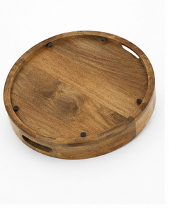 Handmade Round Wooden Serving Tray with Bird Floral <b>Print</b> Decorative Tea <b>Coffee</b> Serving Tray - Product Image 5