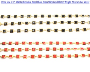 ซามีร์ อาร์ต แอนด์ คราฟท์ สร้อยคอทองชุบ 18K รุ่น SAC75051 ประดับด้วยหินออนิกซ์สีดำทรงสี่เหลี่ยมขนาด 3 มม. สำหรับทำสร้อยคอ - Product Image 1