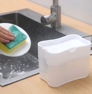 Plastic <b>Square</b> Eco-Friendly Two-Piece Soap Dispenser with Sponge Holder Countertop Liquid Soap Pump Dispenser 13 Ounces - Product Image 2