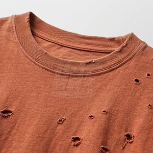T-shirts délavés et usés, coupe ample, en coton, style streetwear oversize, hauts décontractés d'été, vêtements personnalisés - Product Image 5
