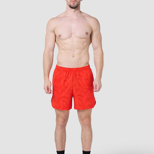 <b>Men's</b> <b>Red</b> Solid Color Quick Dry Running <b>Shorts</b> Elastic Waist Mid Length Casual Style - Product Image 3