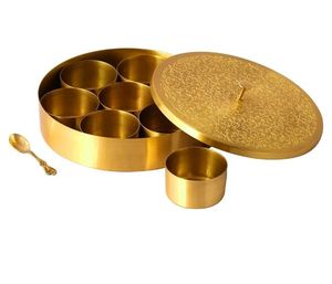 Boîte à épices ronde en métal avec plusieurs compartiments pour le rangement des épices et la commodité de la cuisine quotidienne - Product Image 1