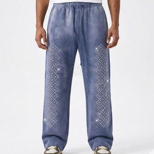 High Quality 100% Cotton Rhinestone <b>Trouser</b> for Men Stylish Design Casual Comfortable Fit for Night Out and Fashion Wear - Product Image 6