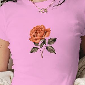 Camiseta corta moda mujer rosa naranja detallada - Product Image 4