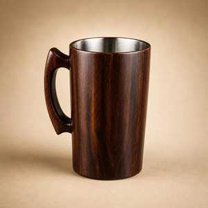 Custom Handmade Wooden Cup Natural Wood Mug With Steel inside for Tea Coffee Water Serving and Gift Packaging Projects - Product Image 1