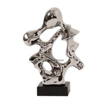 Sculpture de tête de cheval plaquée or de haute qualité, faite à la main, forme irrégulière artistique, décoration de table pour salon