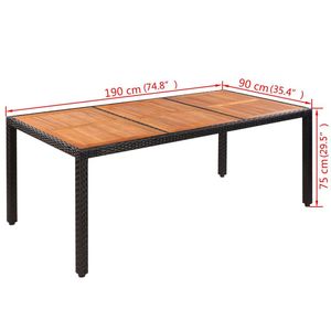 Tavolo da giardino in legno massello di Acacia e poli Rattan 74.8 "x 35.4" x 29.5" - Product Image 4