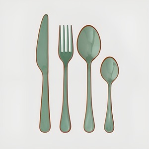 Ensemble de couverts réutilisables en acier inoxydable, fournitures pour hôtels et restaurants, accessoires de table, ensembles de couverts avec finition émaillée - Product Image 1