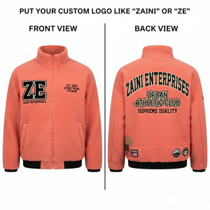 Premium 240g Polar Fleece <b>Jacket</b> Warm Coral Embossed Logo Full Zip Outdoor <b>Waterproof</b> Breathable Reflective Men's - Product Image 1