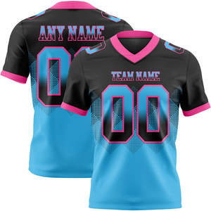 Maillot de football noir, bleu ciel, rose, en maille, authentique, dégradé, motif drapeau carré, haute qualité, respirant, vêtements de sport - Product Image 1