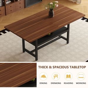 Set Tavolo e Sedie da Pranzo 71*35.4 Pollici in Finto Legno di Noce, Pratico Arredo per Sala da Pranzo, Scelta di Colore Coordinata - Product Image 5