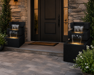 Fontaine d'eau moderne d'intérieur et d'extérieur avec lumières LED, cascade décorative en résine et pierre, faite à la main, installation facile, thème animal, pour jardin et maison - Product Image 3