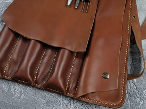 Sac de transport en cuir robuste sur mesure pour couteaux, pochette de rangement multi-outils, housse de couteau de chef professionnelle LKR-0273 - Product Image 3