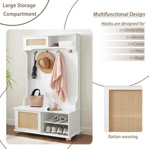 Porte-manteau et banc de rangement pour entrée avec étagère à chaussures - Product Image 4