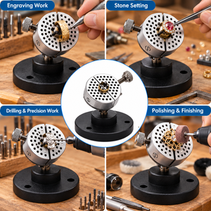 Universal Work Holder <b>Tool</b> Aluminum Top Metal Base for Jewelry Making <b>Engraving</b> and Precision Work 5.12 Inch ZetomedPro - Product Image 5
