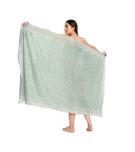 ผ้าซิ่นพิมพ์ลายด้วยมือคุณภาพพรีเมียมสำหรับผู้หญิง ผ้าคลุมบิกินี่น้ำหนักเบา เหมาะสำหรับใส่ไปเที่ยวทะเลและรีสอร์ทในช่วงฤดูร้อน - Product Image 1