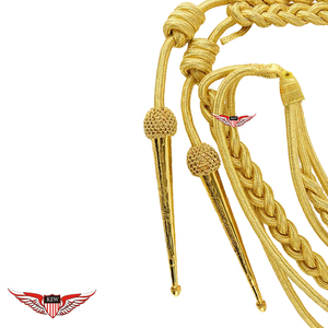 Aiguillette en fil métallique faite à la main, dorée torsadée avec embout métallique pour épaulettes - Product Image 2