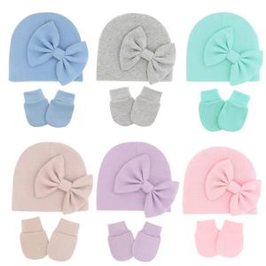 Gorro de punto de algodón acanalado con lazo para bebé, gorro de invierno para recién nacido, para viajes al aire libre - Product Image 2