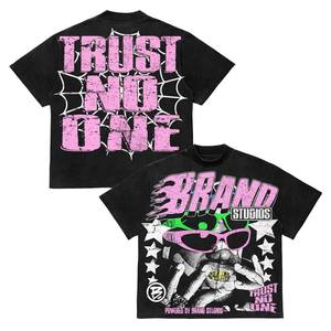 Camiseta unisex de 100% algodón personalizada de gran tamaño con logotipo de transferencia bordado DTG, camiseta personalizada con serigrafía para mujer - Product Image 1