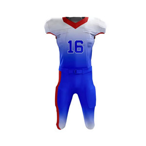 Customizable football uniform Men's sublimated jersey pants Moisture wicking fitted set Red white V-neck sleeveless - Product Image 2