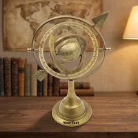 Sphère armillaire vintage en laiton avec motif zodiacal, globe céleste antique décoratif pour la maison, le bureau, objet d'exposition astronomique et cadeau