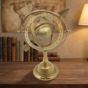 Globe armillaire vintage en laiton avec sphère terrestre centrale, globe céleste décoratif, ornement de table pour la maison, le bureau ou le bureau d'étude - Product Image 3
