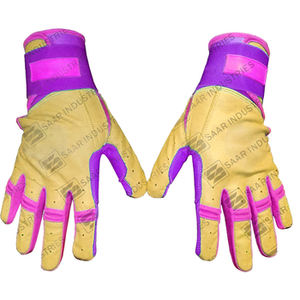 Guantes de Bateo de Béisbol y Sóftbol SAAR INDUSTRIES, Profesionales, Ajustables, Duraderos, 100% Cuero Genuino, Ambidiestros, con Velcro - Product Image 3