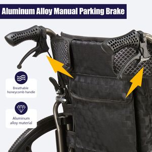 Fauteuil roulant manuel pliable avec freins à main avant et arrière de 18 pouces, roues arrière à dégagement rapide de 24 pouces, technologie nanométrique - Product Image 3