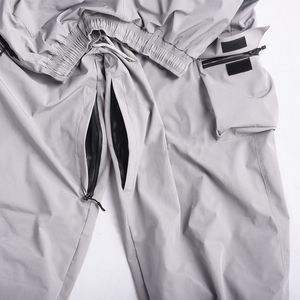 Pantalones Cargo Grises Unisex con Cintura Ajustable con Cordón, Puños Elásticos, Transpirables, de Poliéster, Estilo Urbano, de Pierna Ancha para Adultos - Product Image 5