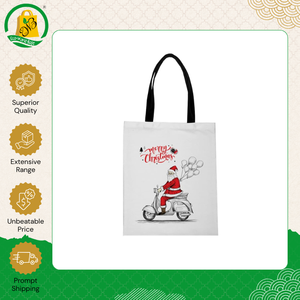 New Design Top Quality Cotton Tote <b>Bag</b> with Self Handle with Christmas Multi-Color Design and Customized Cross Stitching - Product Image 4